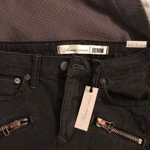 Lovers friends faux leather distressed jeans